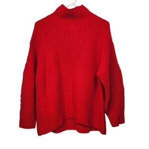 Maeve by Anthropologie Red Flecked Mock Neck Dakotah Oversized Sweater Women S